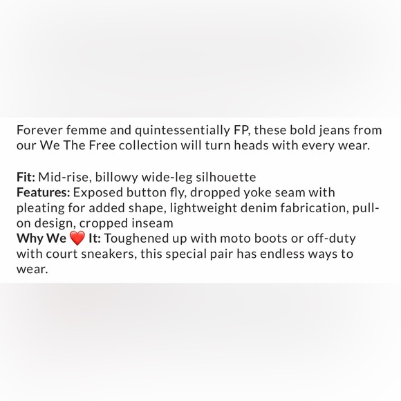 NWT Free People We The Free Blossom Pull-On Jeans - Picture 5 of 5